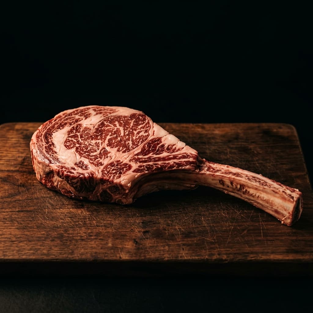 Tomahawk steak — dramatic bone-in cut